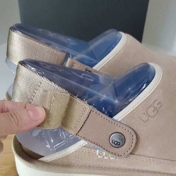 UGG Mens Goldencoast Clog Size US 9 Beige Suede Slingback Slide Sandal NWT - Picture 7 of 10